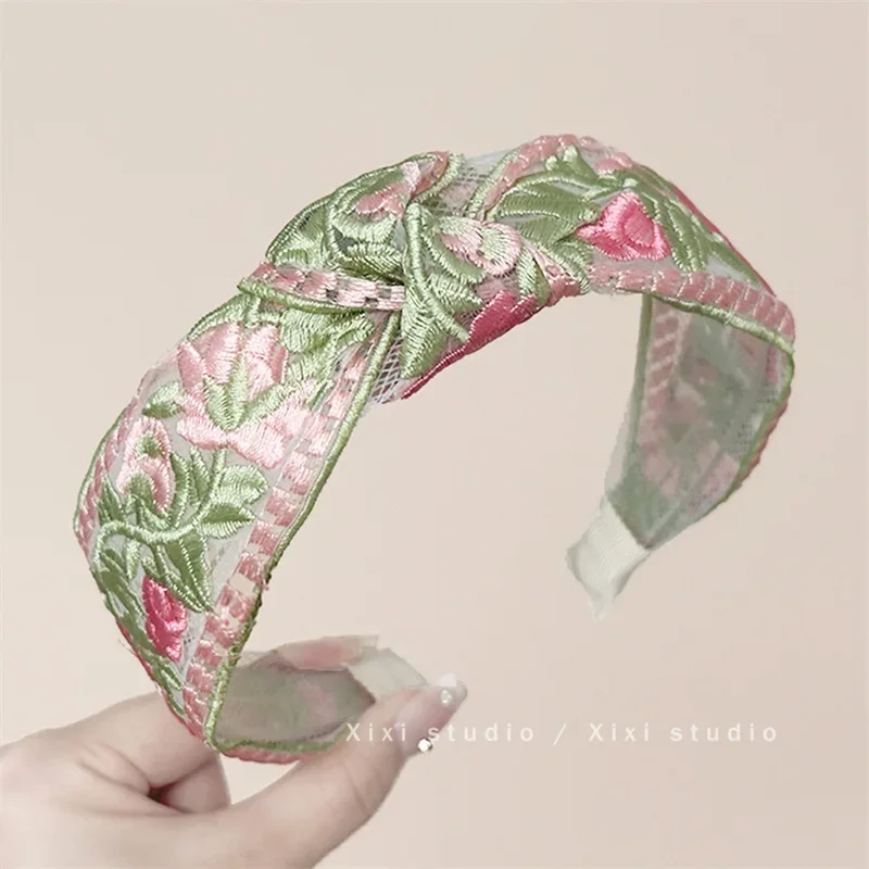 Elegant Chiffon Embroidery Flower Hairband For Women Sweet Hair Decorate Headband Hair Hoop Band Fashion Hair Accessories