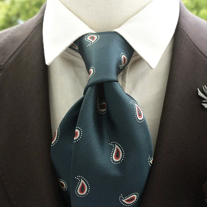 8cm Width New Formal Striped Silk Neckties For Men Business Paisley Brown Neck Ties Tuxedo Wedding Party Accessories Cravat Gift