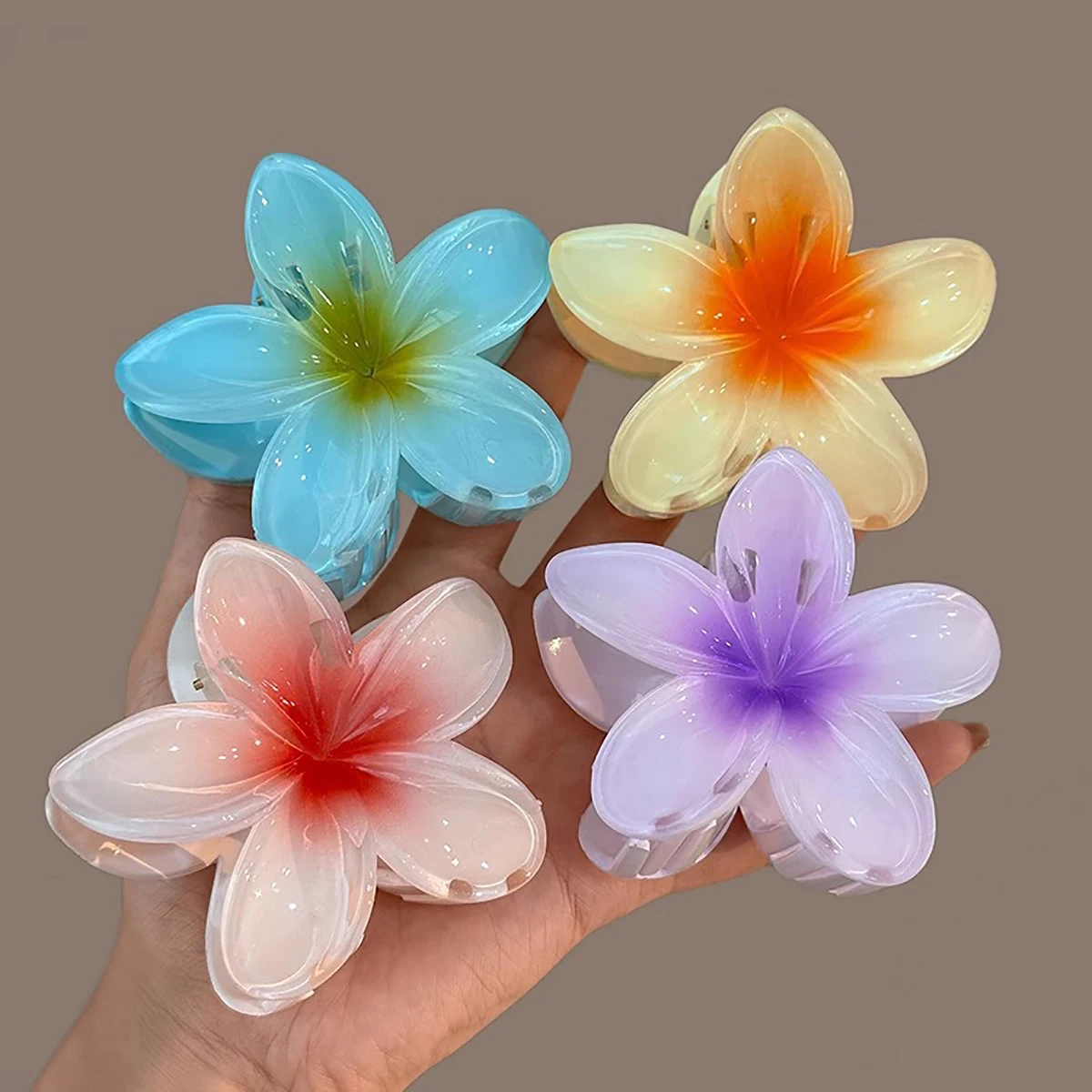 4PCS Fashion Women Flower Hair Clips Vacation Bohemia Egg Flower Hair Clips Barrettes Girls Large Hairpins Hair Accessories