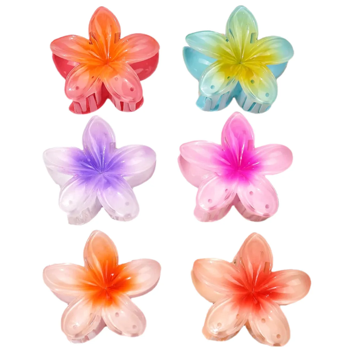 4PCS Fashion Women Flower Hair Clips Vacation Bohemia Egg Flower Hair Clips Barrettes Girls Large Hairpins Hair Accessories
