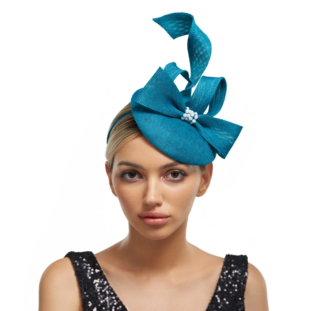 2025 New Fascinator Hat Wedding Church Headpiece Pearl Formal Event Tea Cap Kentucky Derby Race Millinery Cocktail Hat