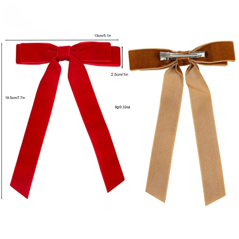 2Styles Velvet Bowknot Hair Clips for Women Elegant Sweat Double Bows Long Tassel Barrettes Hairpin Styling Korean Accessories