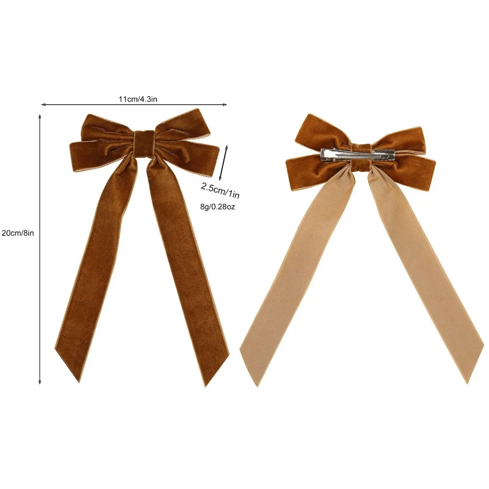 2Styles Velvet Bowknot Hair Clips for Women Elegant Sweat Double Bows Long Tassel Barrettes Hairpin Styling Korean Accessories