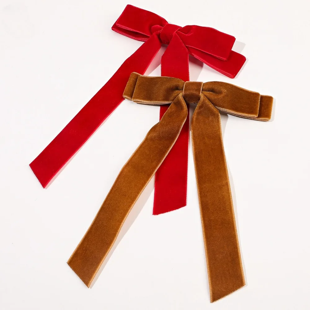 2Styles Velvet Bowknot Hair Clips for Women Elegant Sweat Double Bows Long Tassel Barrettes Hairpin Styling Korean Accessories