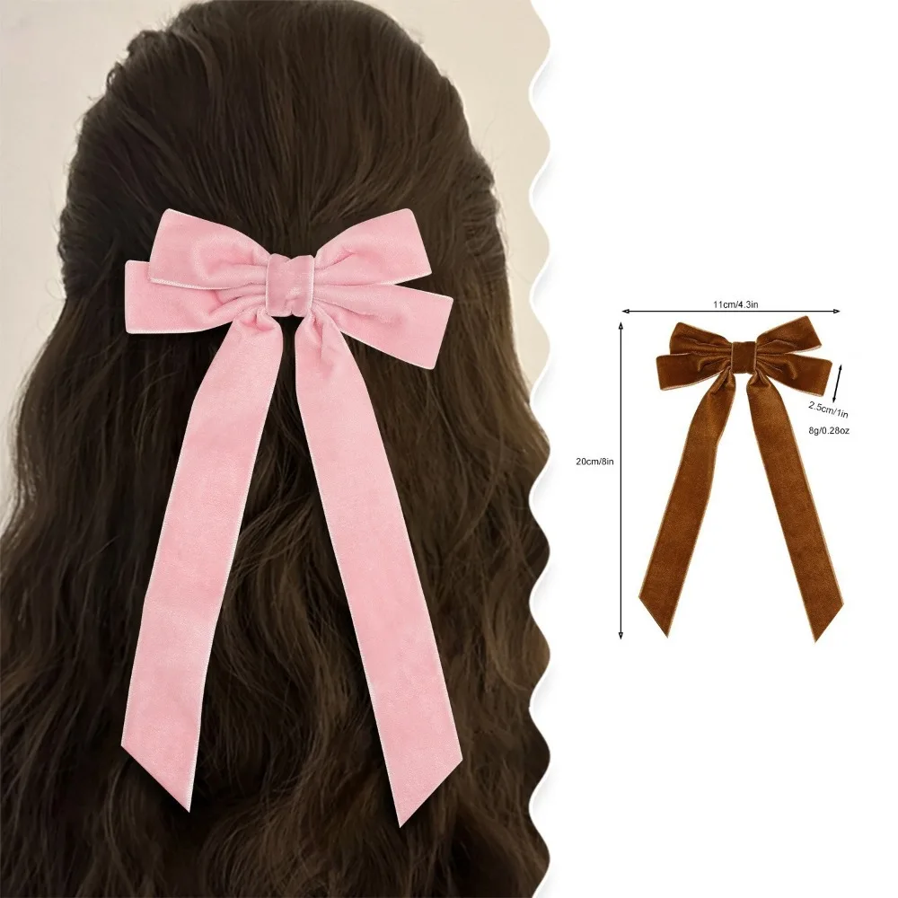 2Styles Velvet Bowknot Hair Clips for Women Elegant Sweat Double Bows Long Tassel Barrettes Hairpin Styling Korean Accessories