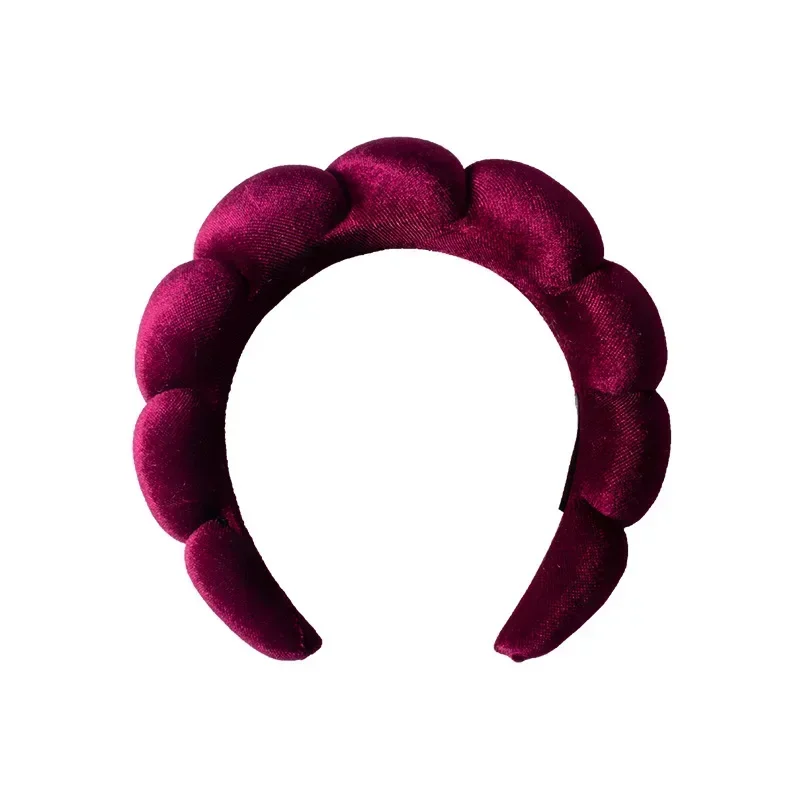 Vintage Velvet Cloud Hair Hoop for Women Girls Sponge Headband Wash Face Wristband Set Spa Bathroom Accessories