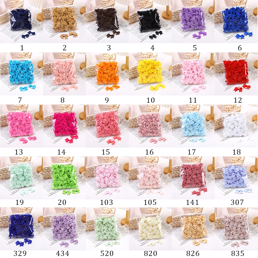 BABY BOWS 10Pcs New Color Grosgrain Ribbon Bows Elastic Hairties Hair Bands Girls Spring Head Rope Hair Accessories Wholesale