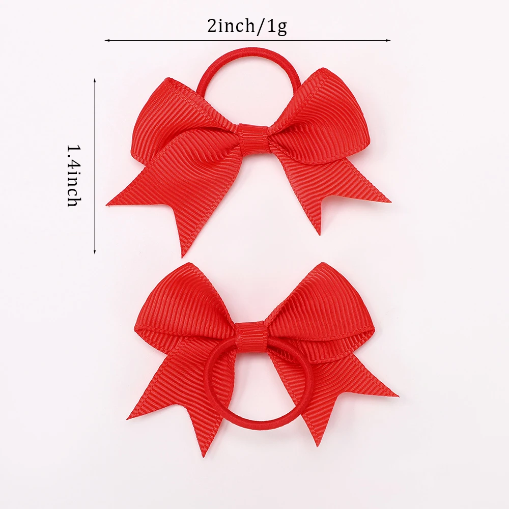 BABY BOWS 10Pcs New Color Grosgrain Ribbon Bows Elastic Hairties Hair Bands Girls Spring Head Rope Hair Accessories Wholesale