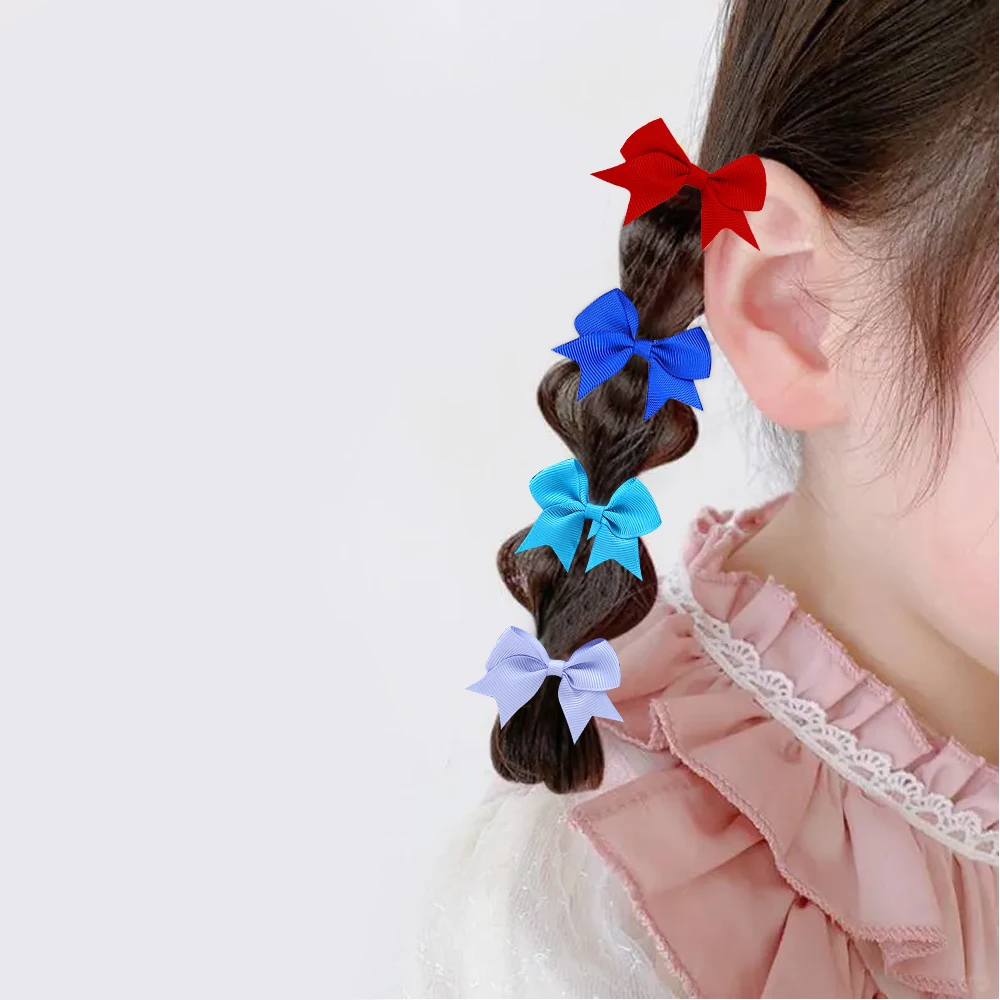BABY BOWS 10Pcs New Color Grosgrain Ribbon Bows Elastic Hairties Hair Bands Girls Spring Head Rope Hair Accessories Wholesale