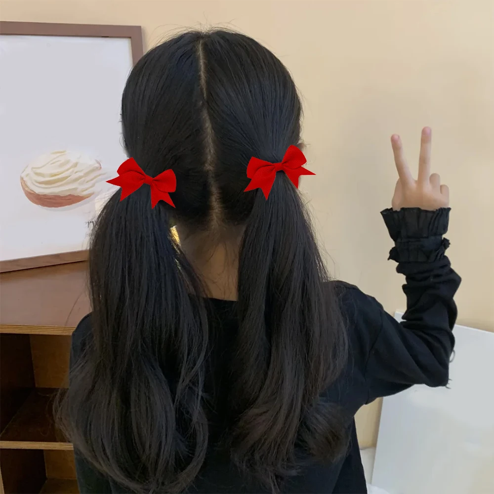 BABY BOWS 10Pcs New Color Grosgrain Ribbon Bows Elastic Hairties Hair Bands Girls Spring Head Rope Hair Accessories Wholesale