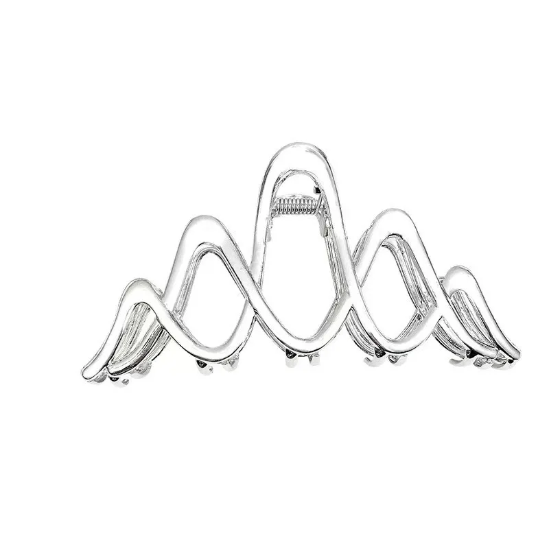 Elegant Geometric Wave Metal Gold Silver Hair Claw Clip For Women Accessories Large Punk Crab Jaw Clamps Hairgrip Headdress