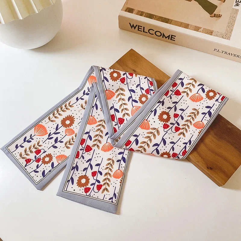 Fashion Printing Letter Hair Ribbons French Elegant Long Headband Bag Strap Accessories Girls Bow Knot Long Hair Scarf HairBand