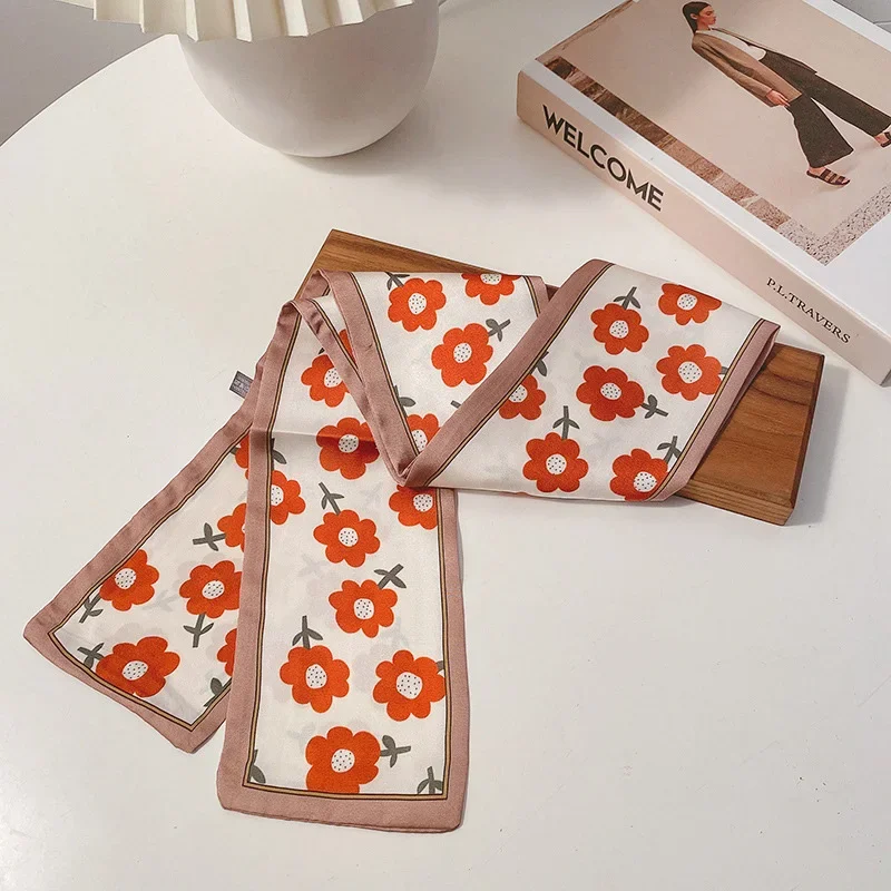 Fashion Printing Letter Hair Ribbons French Elegant Long Headband Bag Strap Accessories Girls Bow Knot Long Hair Scarf HairBand