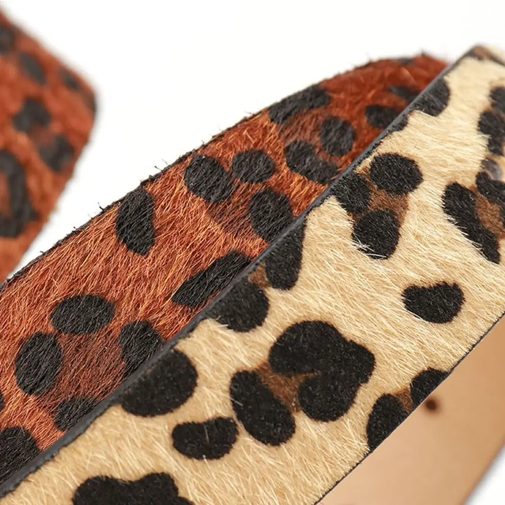 Fashion Metal Buckle Women's Belt Leopard Print PU Leather Waistband All-match Belt Matching