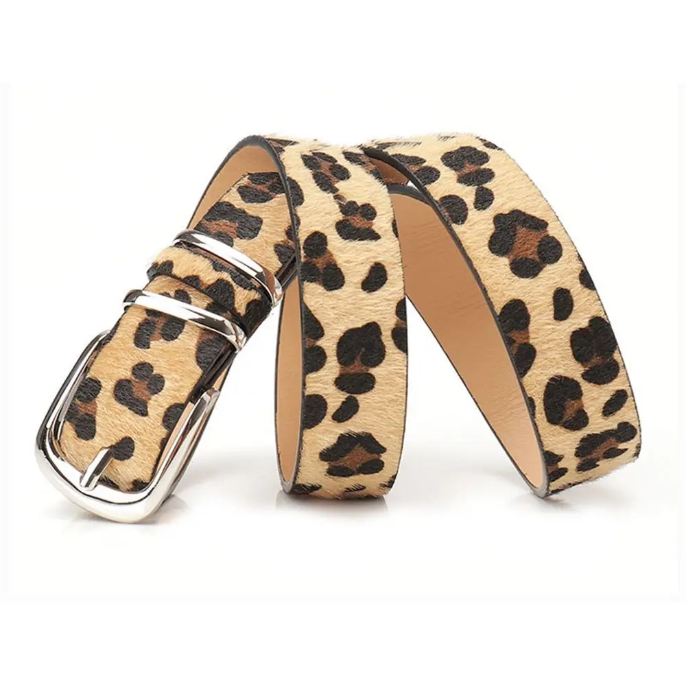 Fashion Metal Buckle Women's Belt Leopard Print PU Leather Waistband All-match Belt Matching