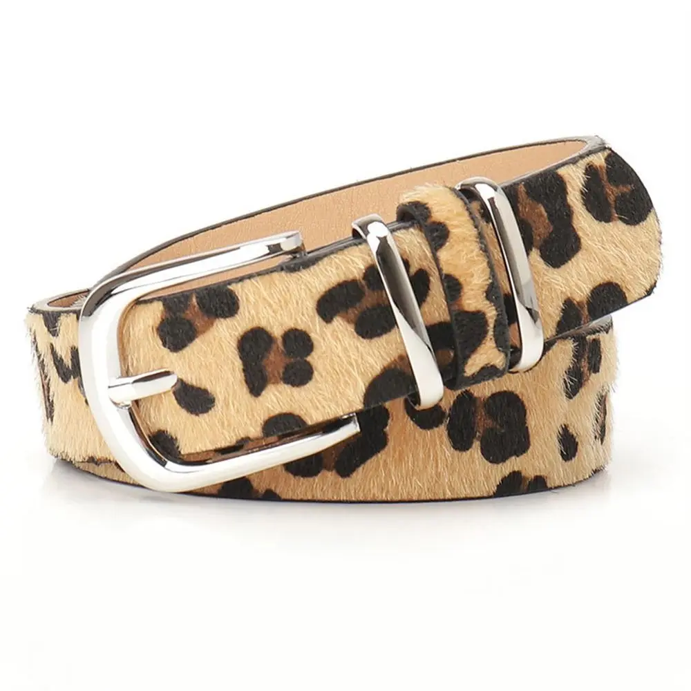 Fashion Metal Buckle Women's Belt Leopard Print PU Leather Waistband All-match Belt Matching