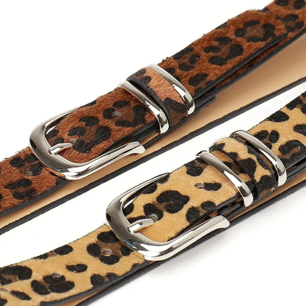Fashion Metal Buckle Women's Belt Leopard Print PU Leather Waistband All-match Belt Matching