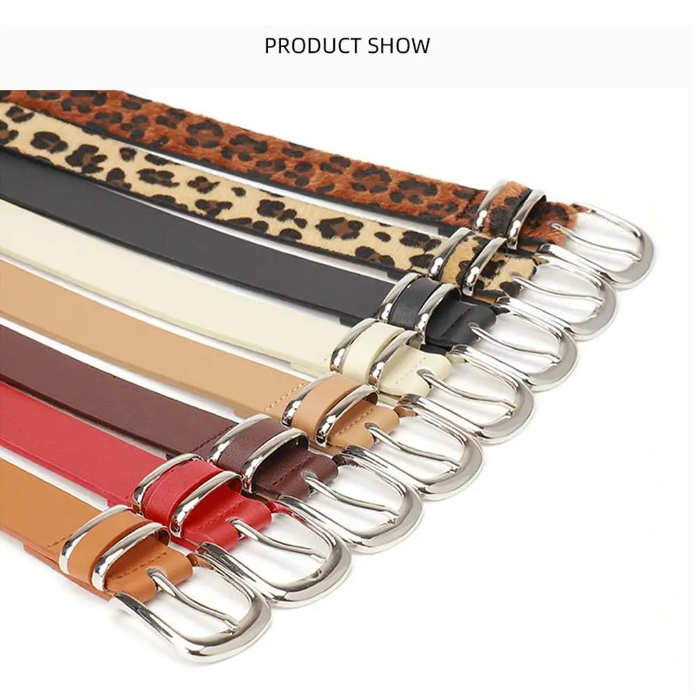 Fashion Metal Buckle Women's Belt Leopard Print PU Leather Waistband All-match Belt Matching