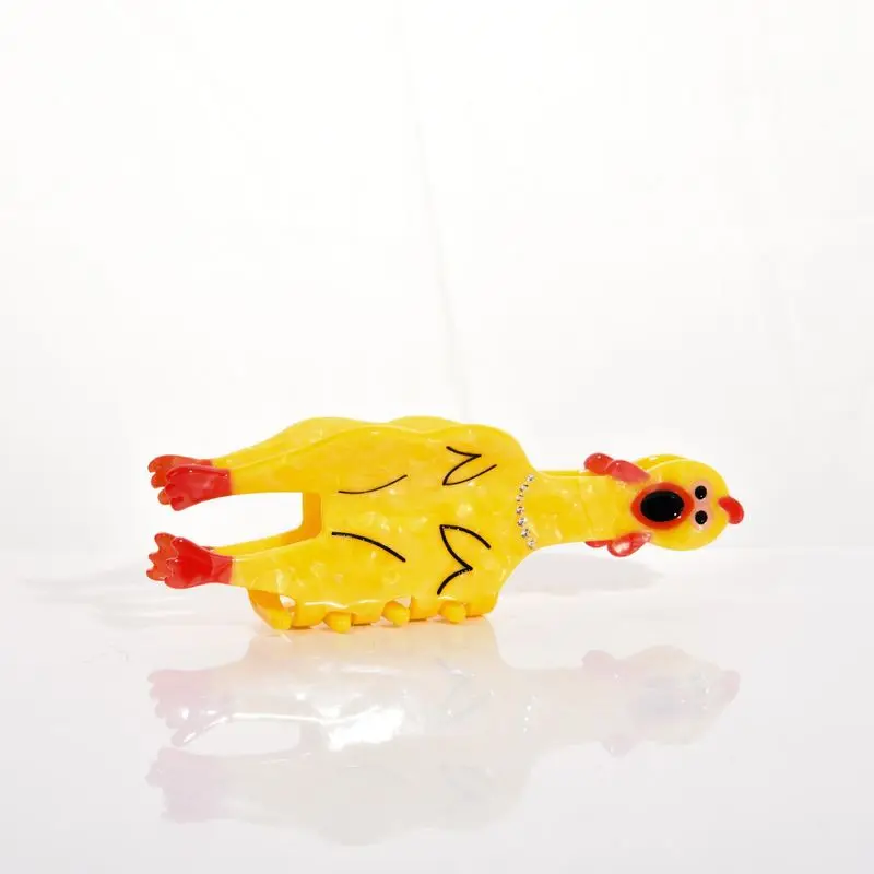 1pc Design a screaming chicken claw clip with diamond inlaid hair clip, funny shark clip clip decoration hair claw