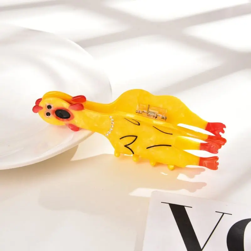 1pc Design a screaming chicken claw clip with diamond inlaid hair clip, funny shark clip clip decoration hair claw