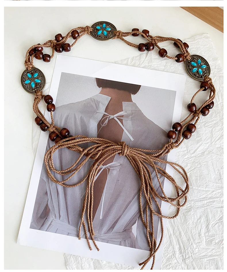 Women's Retro-Ethnic Style Waist Belt Summer New High-End Decorative Versatile Exclusive Crafted Cord