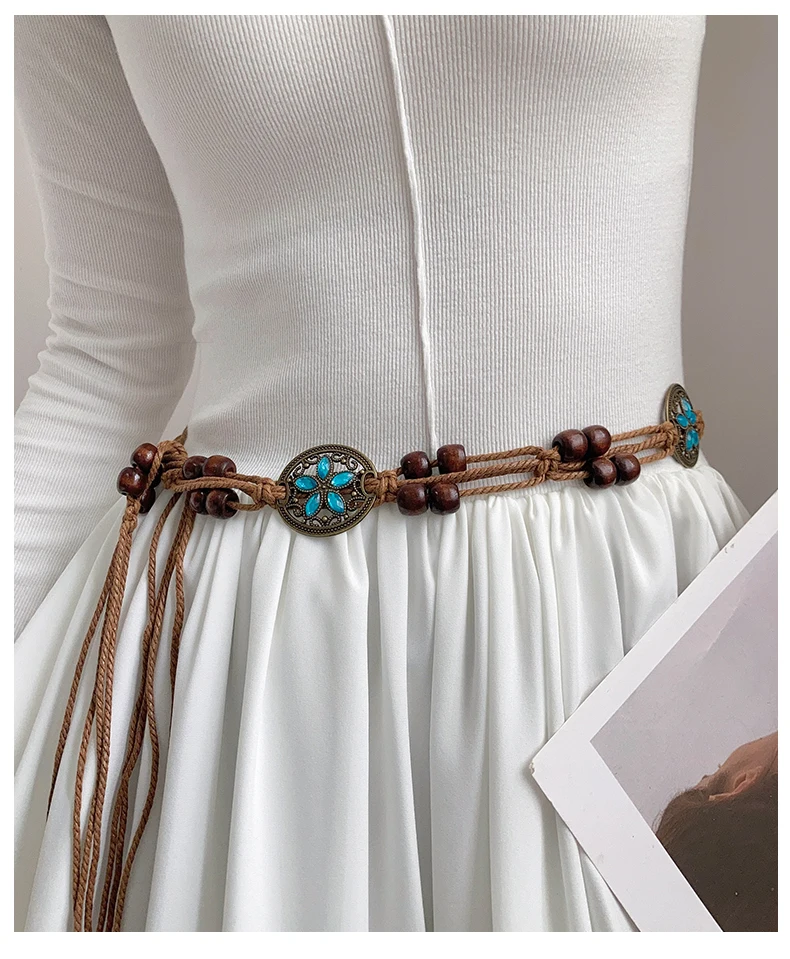 Women's Retro-Ethnic Style Waist Belt Summer New High-End Decorative Versatile Exclusive Crafted Cord