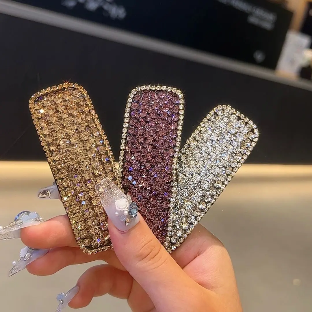 Korean Ladies Full Crystal Elegant Hairpin Side Hair Ornaments Women's New BB Clips Luxury Fashion Hair Clips Accessories
