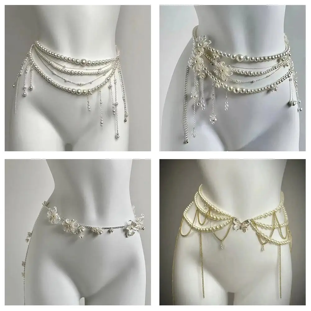 Fashion Y2K Retro Multilayer Pearl Waist Chain Belt For Women - Stylish Body Jewelry Accessories For Party & Casual Wear