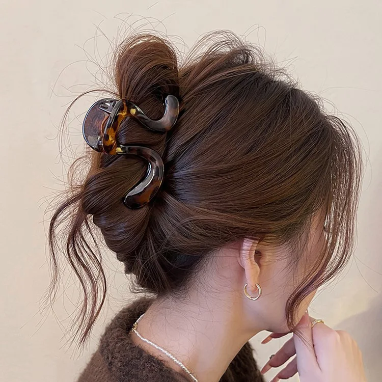 Wave Large Hair Claw Clips Crab Clamps Women Girls PC Jelly Leopard Ponytail Holder Hair Barrettes Hairpin Hair Accessoires New