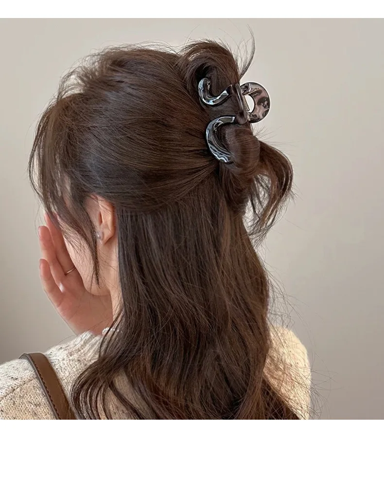 Wave Large Hair Claw Clips Crab Clamps Women Girls PC Jelly Leopard Ponytail Holder Hair Barrettes Hairpin Hair Accessoires New