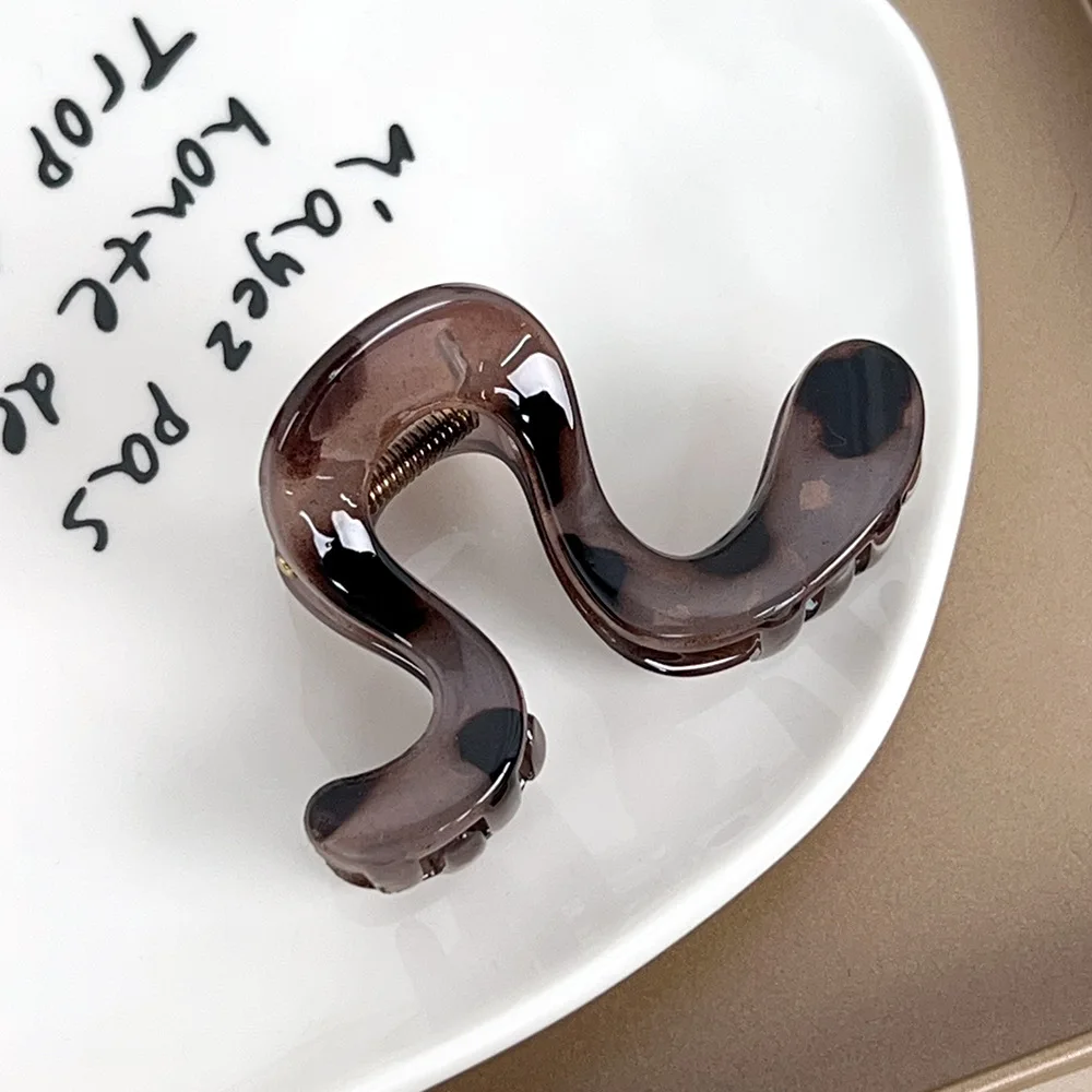 Wave Large Hair Claw Clips Crab Clamps Women Girls PC Jelly Leopard Ponytail Holder Hair Barrettes Hairpin Hair Accessoires New
