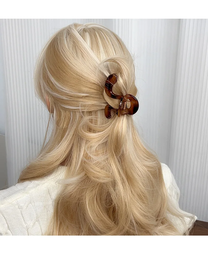 Wave Large Hair Claw Clips Crab Clamps Women Girls PC Jelly Leopard Ponytail Holder Hair Barrettes Hairpin Hair Accessoires New