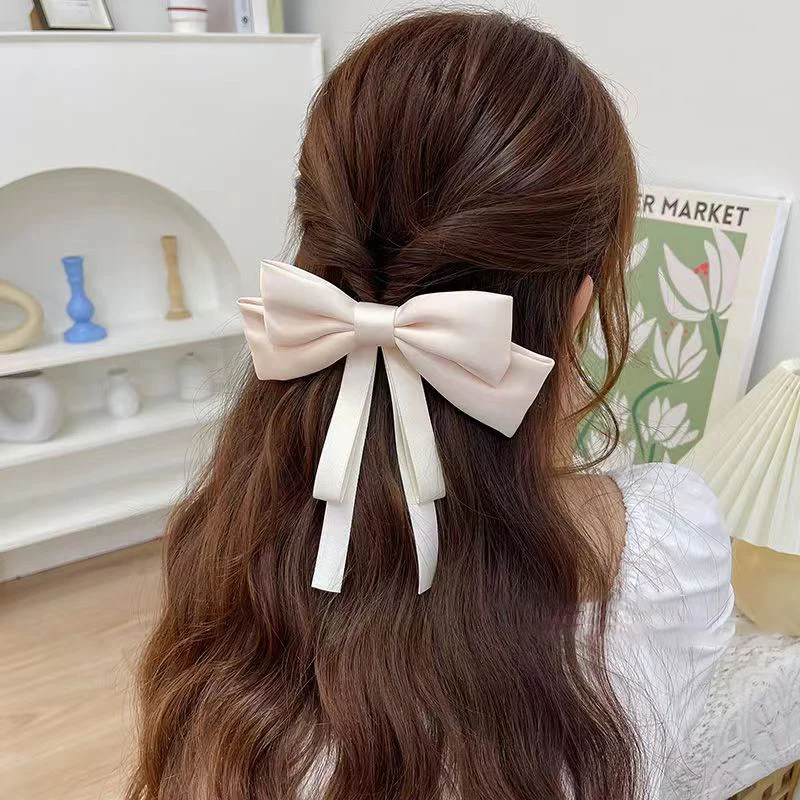 Fashion Spring Ribbons Bows Hair Clips Claw Hairpins For Women Girls Lady Headwear Barrettes Korean Ponytail Hair Accessories