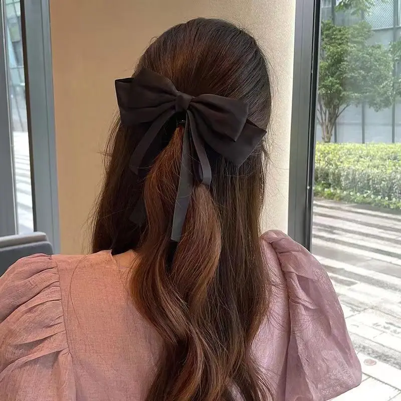 Fashion Spring Ribbons Bows Hair Clips Claw Hairpins For Women Girls Lady Headwear Barrettes Korean Ponytail Hair Accessories