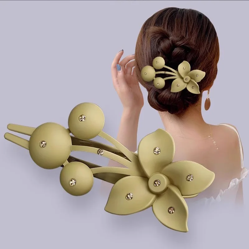 Luxury Rhinestones Flower Hairpin For Women Lady Elegant Hair Ornament Barrette Hair Clip Hairgrip Fashion Hair Accessories