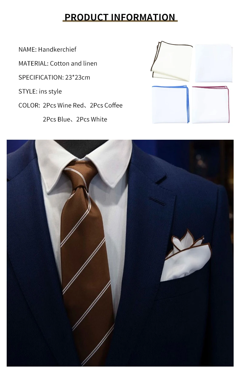 2Pcs Handkerchiefs for Men Cotton Linen Mens Handkerchiefs with Pocket Squares Holder White Hankies for Wedding Exercise