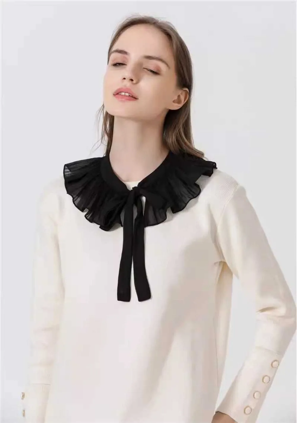 Lace Frill False Collar Summer Dress Shirt Detachable Collar Decoration Removable Clothing Shoulder Wraps Fake Collar Cape