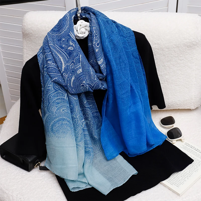 2025 Bohemia Paisley Luxury Designer Ladies Women Scarf Female Ventilate Cotton Linen Shawl Four Seasons Muslim Hijab 90*180cm