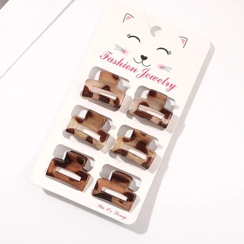 6Pcs Mini Hair Claw Clips,Tortoise Shell Leopard Small Jaw Clips Tortoise Barrettes Acrylic Hair Jaw Clips Clamps for Women Girl