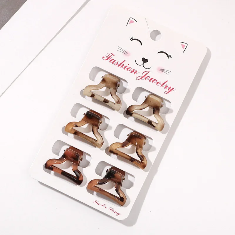 6Pcs Mini Hair Claw Clips,Tortoise Shell Leopard Small Jaw Clips Tortoise Barrettes Acrylic Hair Jaw Clips Clamps for Women Girl