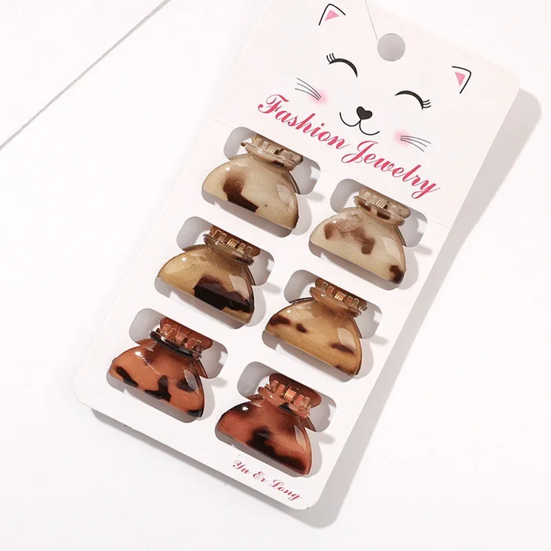 6Pcs Mini Hair Claw Clips,Tortoise Shell Leopard Small Jaw Clips Tortoise Barrettes Acrylic Hair Jaw Clips Clamps for Women Girl