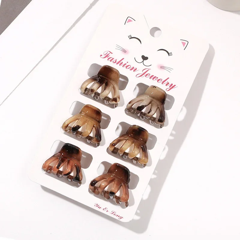6Pcs Mini Hair Claw Clips,Tortoise Shell Leopard Small Jaw Clips Tortoise Barrettes Acrylic Hair Jaw Clips Clamps for Women Girl