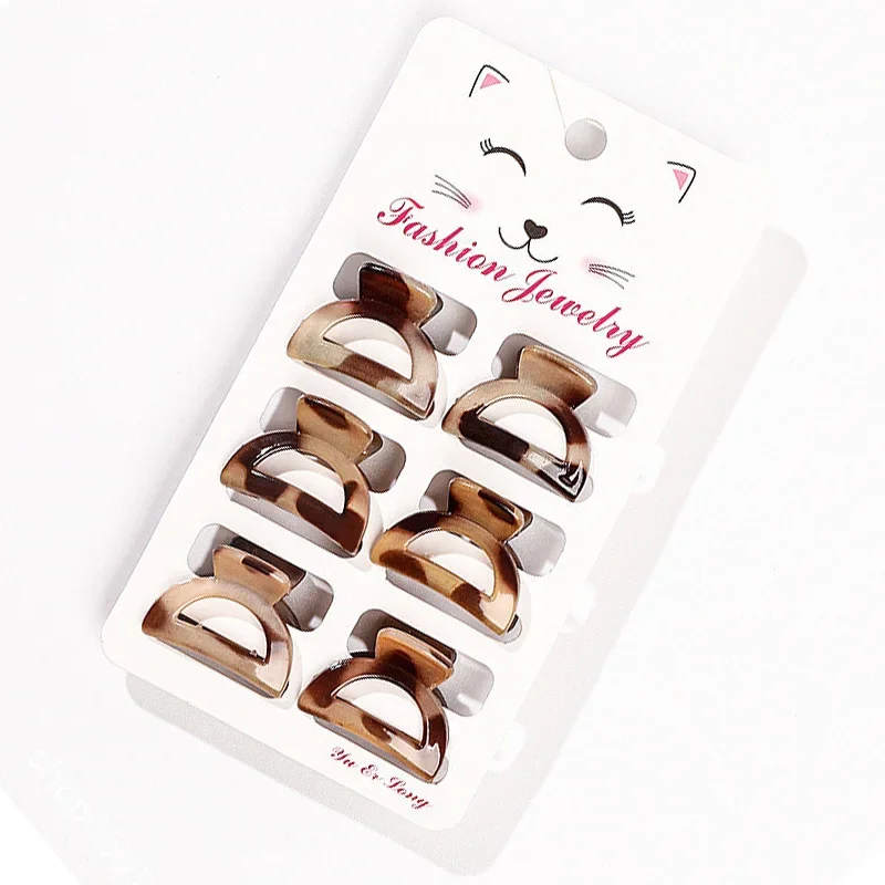 6Pcs Mini Hair Claw Clips,Tortoise Shell Leopard Small Jaw Clips Tortoise Barrettes Acrylic Hair Jaw Clips Clamps for Women Girl