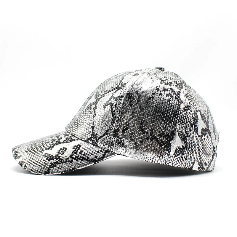 Snake Print PU Leather Baseball Cap, Adjustable Hip-Hop Street Dance Hat, Lightweight Sun Protection for Outdoor Activities