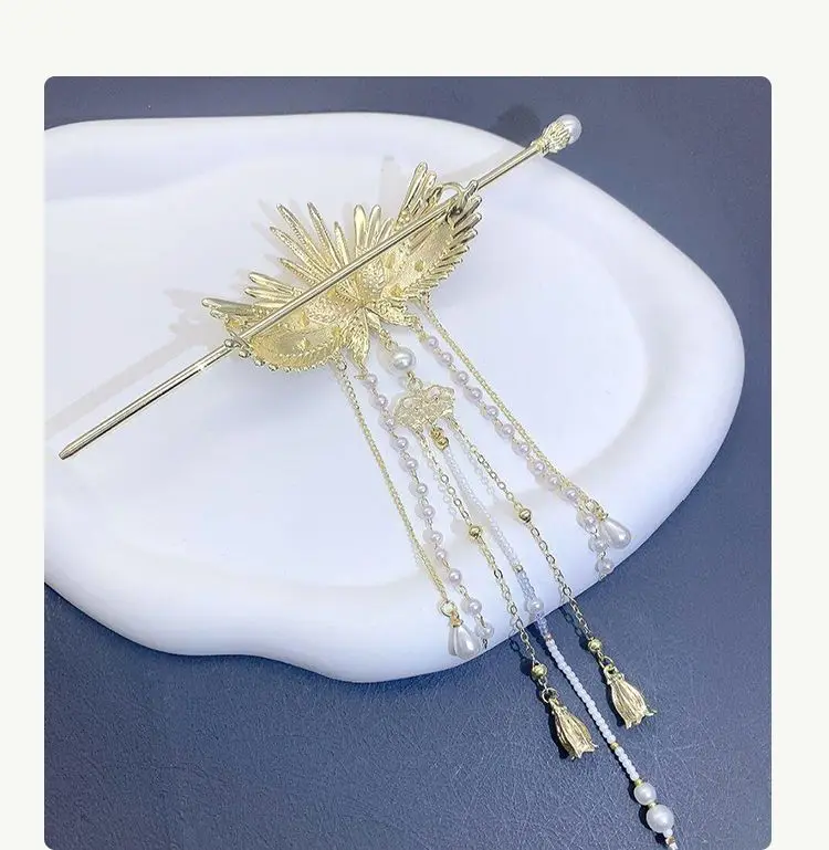 Female Luxury Chinese Headwear Angel Wing Baby Hairpin Alloy Tassels Hair Sticks Women Daily Hair Clip Sweet Hair Accessories