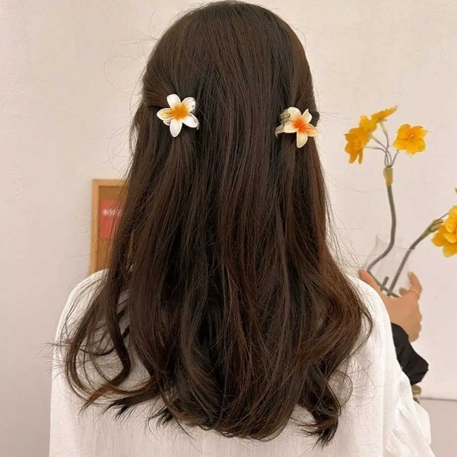 6Pcs Gradient Hair Clips New Flower Hair Claws Small Size Fashion Headwear Hairpin Crab Barrette Hair Accessories for Women