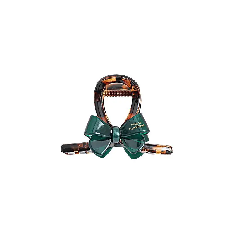 1pc Korean Contrasting Bow, Medium Shark Clip, Fashionable Hot Stamping Letters, Half Tied Hair Clip, Hair Clip