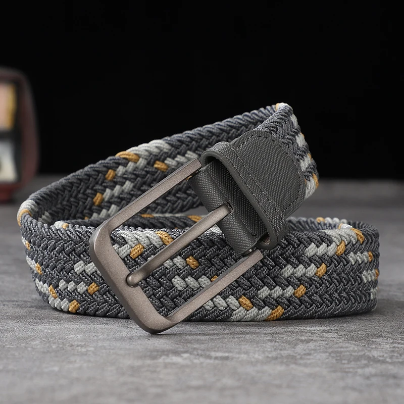 Non-perforated, non-perforated, men's and women's woven belts, elastic elastic canvas belts, women's Korean version, versatile s