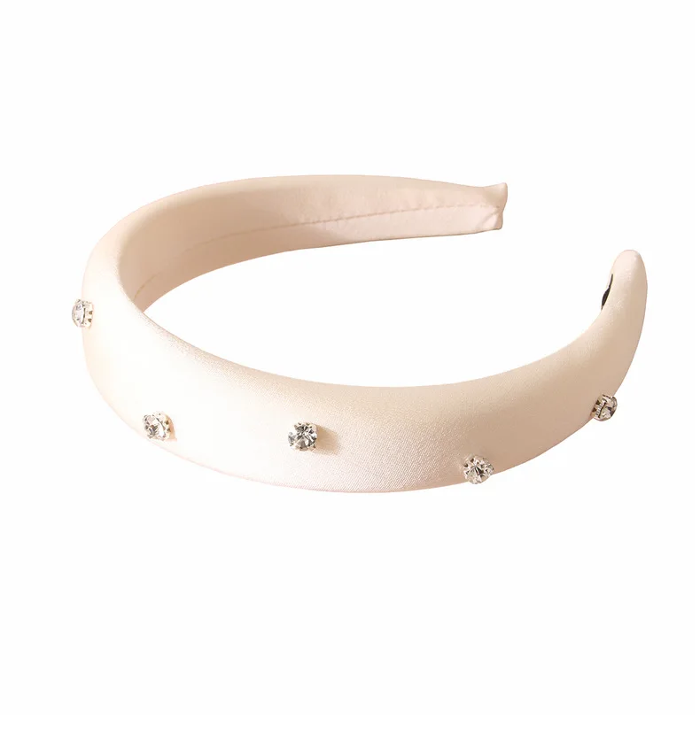 Luxury Rhinestone Sponge Headband for Women High Fluffy Solid Color Hairband Fashion Elegant Hair Accessories Japan/Korean Style