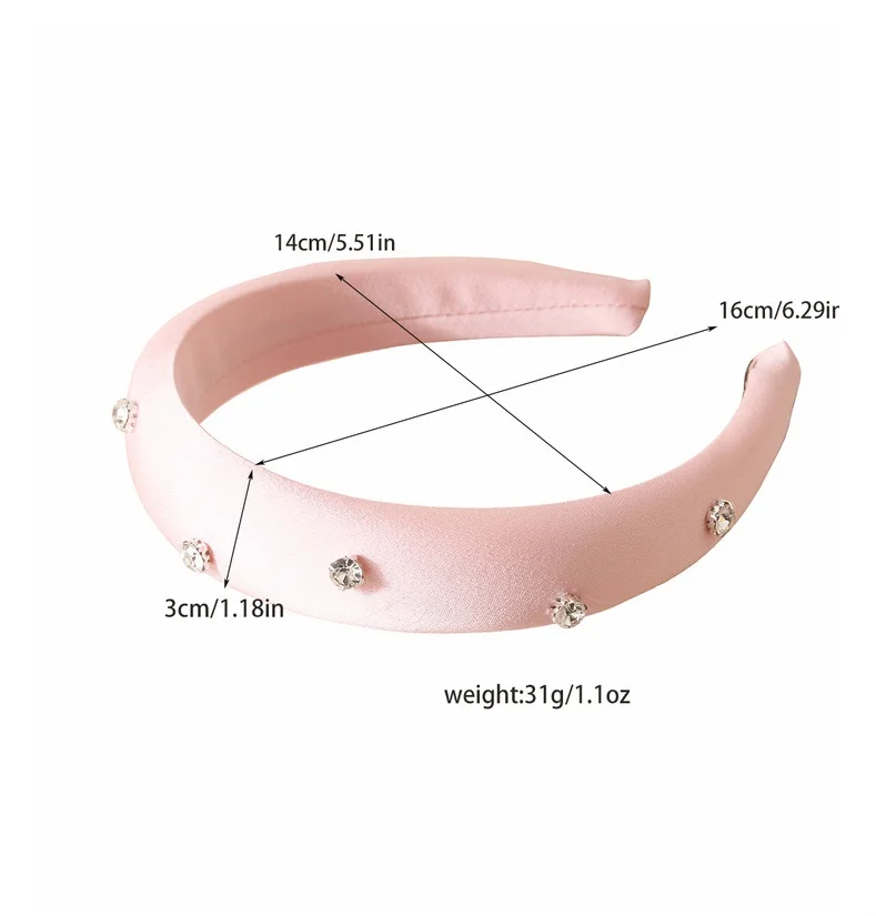 Luxury Rhinestone Sponge Headband for Women High Fluffy Solid Color Hairband Fashion Elegant Hair Accessories Japan/Korean Style